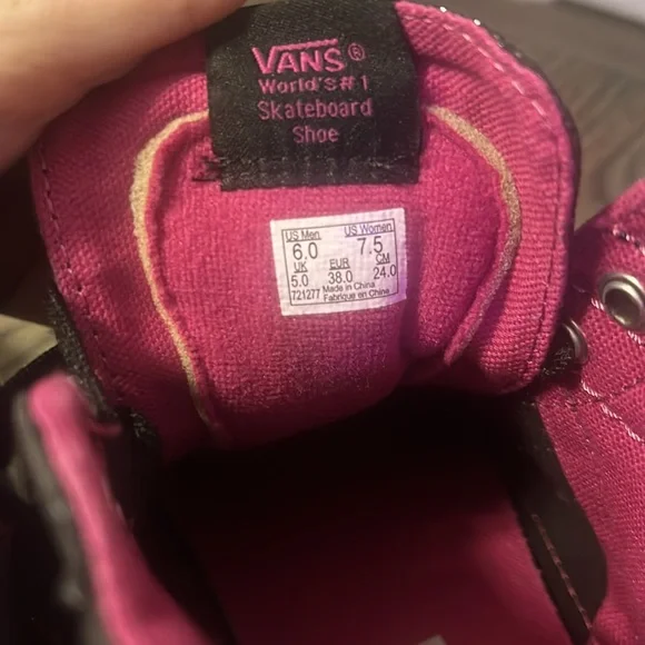 Vans SK8 Hi Glitter 2.5 Black Pink Lace Up High Top Sneaker Great condition - Picture 8 of 9